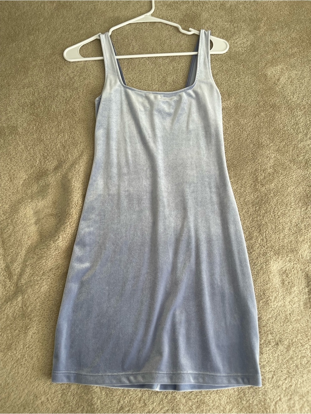 Urban Outfitters Light Blue Velvet Midi Slip Dress